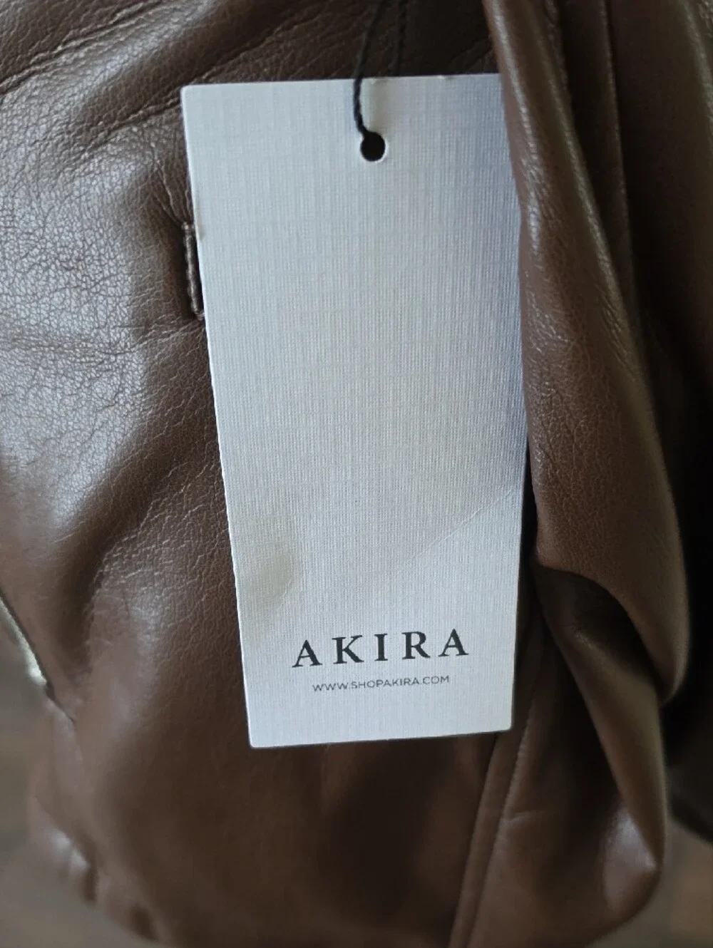 Akira Brown Leather Spring Summer High-Waist Zipper  Women's Shorts - Picture 2 of 5